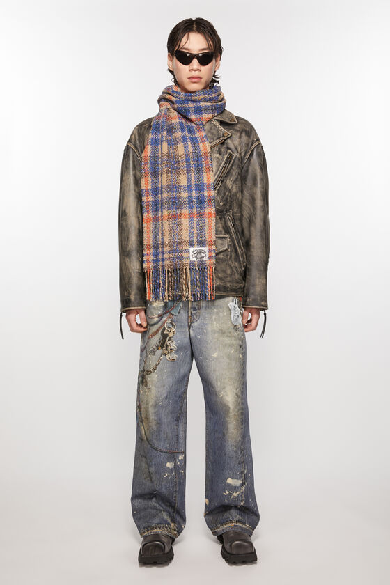 (image for) Responsive Plaid fringe scarf